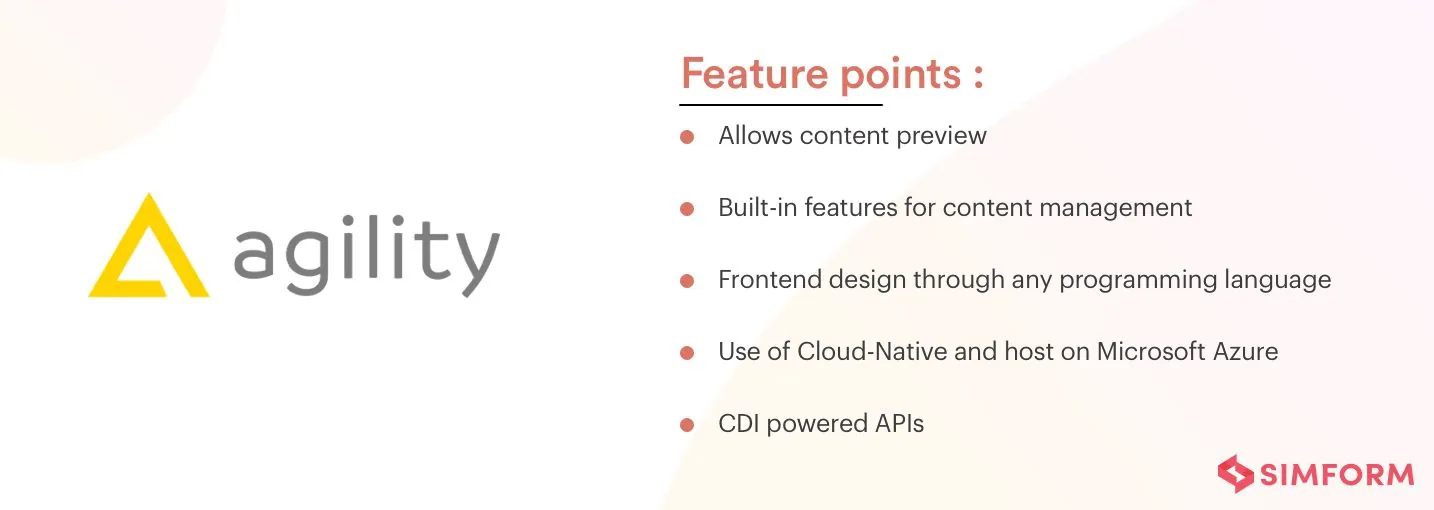 Agility Headless CMS Features of Agility CMS as a headless CMS