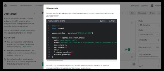 Code generation Generative AI code generation example